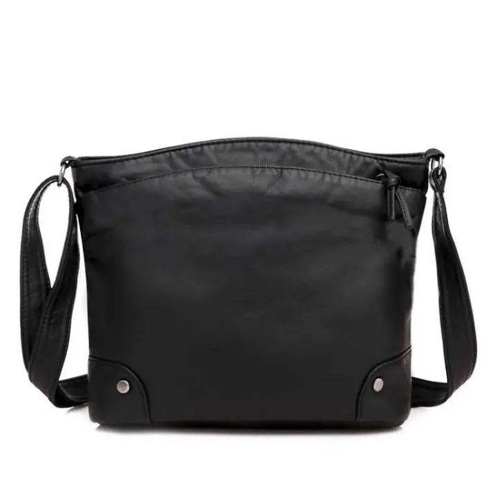 Bolso De Hombro Para Mujer En Cuero PU Suave Diseño Retro Cruzado Con Múltiples Cremalleras Bolso De Mano Para Viajes Diarios Estilo Casual - 1