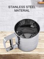 1PC Sieve De Harina De Acero Inoxidable Con Presión Manual Malla Fina Para Polvo De Levadura Azúcar Herramientas De Hornear Para La Cocina - details 2
