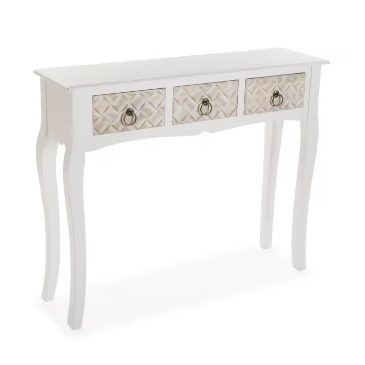 Versa Viena Mueble Recibidor Estrecho para la Entrada o el Pasillo, Mesa Consola, con 3 cajones, Medidas (Al x L x An) 78 x 25 x 95 cm, Madera, Color Blanco - 1