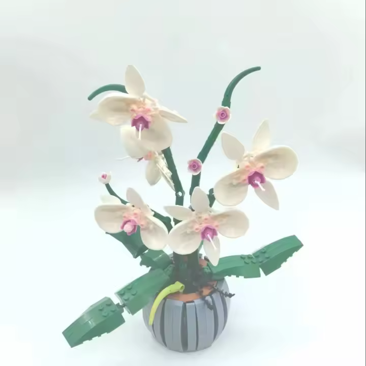 Juego De Bloques De Construcción Mini Modelo De Orchid Pot Creativo Con Ideas De Arreglo Floral Juguetes Educativos Para Niños Bloques DIY Asamblea Sin Batería - 1