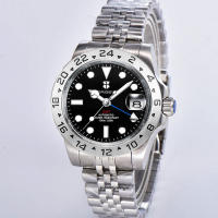 Reloj De Pulsera Mecánico De Lujo Corgeut NH34 Negro Acero Inoxidable GMT Con Cristal De Zafiro Reloj De Moda Para Hombre - details 7
