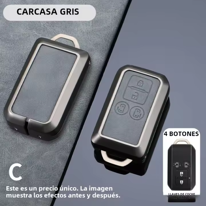 Funda De Llave De Coche En Metal Y Cuero Para Suzuki Ertiga Swift Wagon R 2 Botones Protector De Caja De Llave Sin Clave Accesorios - 1