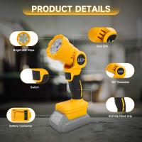 Luz De Trabajo LED Sin Cable Para Batería Dewalt 20V 10W 500LM 2 Modos De Iluminación Portátil Para Exteriores Iluminación En Gran Escala (No Incluye Batería) - details 1