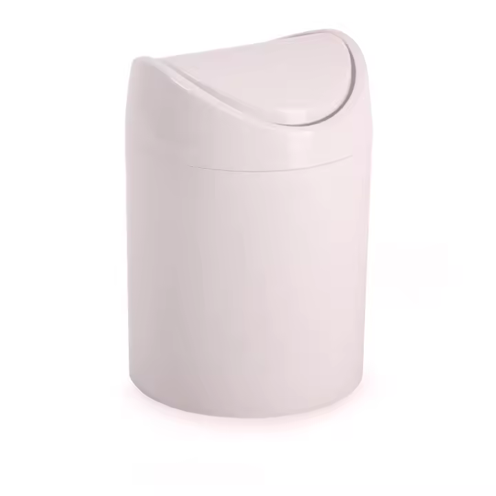 CABLEPELADO Papelera basculante plástico para mesa, Mini Basurero de Mesa, Cubo de Basura para Escritorio, Papelera de Oficina Pequeña, Papelera de Plástico con Tapa Basculante, 1.4 Litros, Rosa - 1
