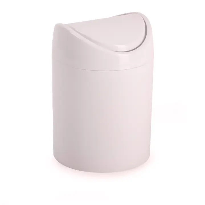 CABLEPELADO Papelera basculante plástico para mesa, Mini Basurero de Mesa, Cubo de Basura para Escritorio, Papelera de Oficina Pequeña, Papelera de Plástico con Tapa Basculante, 1.4 Litros, Rosa - 1