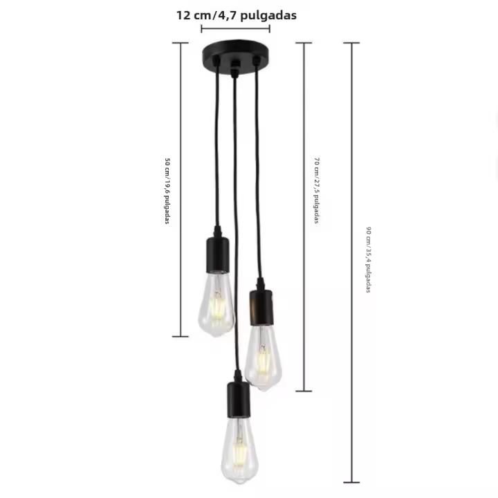 Lámpara Colgante De Techo Moderna Vintage Con 3 Cabezas E27 De Hierro Para Iluminación De Cocina Comedor Dormitorio Estilo Vintage Decorativo - 1