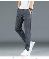 Pantalones Casuales Para Hombre De Seda Helada Verano Negro Gris Delgados Negocios Casual Elasticidad Transpirables Rectos Deportivos - details 7
