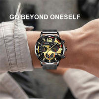 Reloj De Lujo Para Hombre En Malla Dorada Con Cuerda De Cuero Reloj De Cuarzo Negocios Reloj Luminoso Reloj Masculino Relogio Masculino - details 13