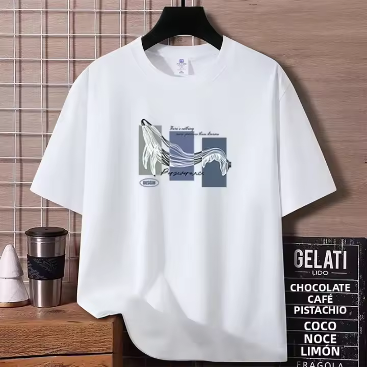 Camiseta De Algodón Para Hombre Verano 2025 Manga Corta Casual Oversized Deportiva Imprimida Para Parejas Camisetas Transpirables Y De Wicking De Humedad - 1