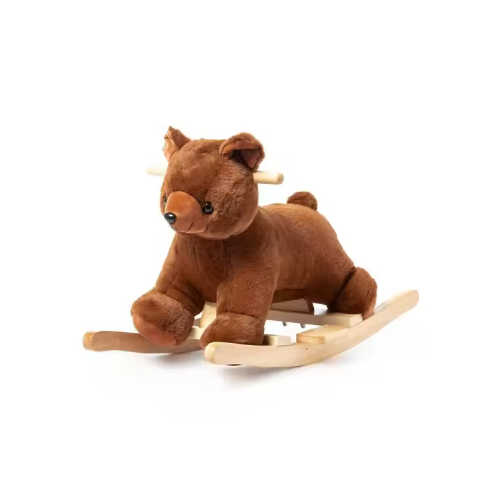Caballito balancín Osito Balancín de madera Vaca, Balancín de peluche y Madera en Forma de tierno Osito marrón para Niños: Juguete tradicional, Seguro y Duradero, Ideal para Desarrollo de la Coordinación y Equilibrio en Pequeños - 1