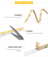 Tira De Luz LED COB CCT Alta Densidad 608 LEDs/m 2700K a 6500K Cambiable DC12V 24V Dimmable FOB Lámpara De Tira Lineal Para Iluminación De Sala De Estar - details 2