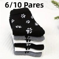 Calcetines Casuales Para Mujer Con Patrón De Dibujos Animados De Perro Cómodos Absorbentes De Sudor Transpirables De Cuello Redondo Talla Media - details 0