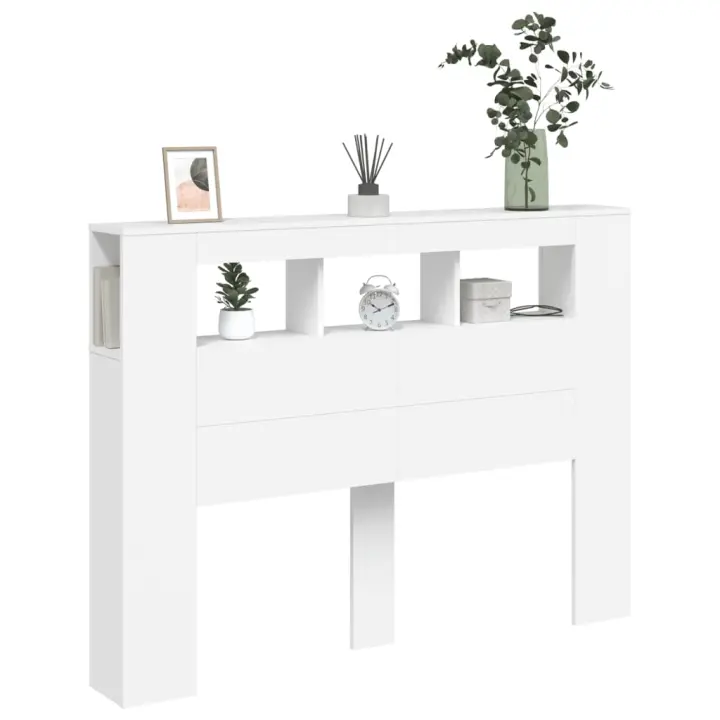 vidaXL Cabecero con LED madera de ingeniería blanco 140x18,5x103,5 cm - 1