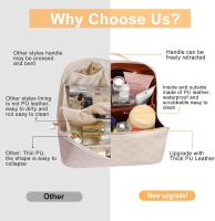 Bolsa de Cosmética Viaje, Bolsa de Cosmética Portátil, Bolsa de Cosméticos Gran Capacidad, Bolsa de Maquillaje, Bolsa de Maquillaje de Cuero Impermeable con Asa, para Cosméticos, Accesorios (Blanco) - details 0