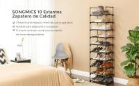 SONGMICS Estante zapatero, Estante para Zapatos de 10 niveles, Diseño bricolaje, Ahorro de espacio, para cocina dormitorio sala de estar, 45 x 30 x 174 cm, Gris/Negro - details 0