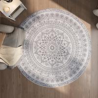 Alfombra Redonda Antideslizante de 160 cm, Estilo Boho, Lavable a Máquina, Decoración del Salón y Dormitorio, Gris paloma - details 2