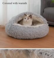 Saco De Dormir Para Mascotas Semi-Abierto Almohadilla Redonda De Peluche Suave 2 En 1 Calefacción Para Gatos Y Perros Nido De Descanso Cómodo Para Pequeños Animales - details 7