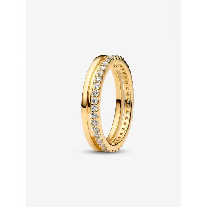 Pandora - Anillo de Doble Banda-Baño de Oro de 14K - 1