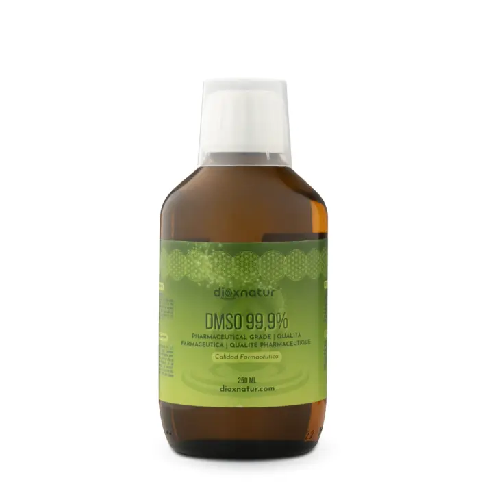 Dioxnatur DMSO 99,9% 250ml Dimetilsulfóxido Grado Farmacéutico - Botella + Spray Vaporizador cristal ámbar - 1