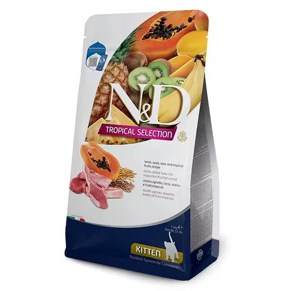 FARMINA ND CAT KITTEN TROPICAL SELECTION CORDERO 1,5KG / Alimento completo para gatitos y gatas gestantes o lactantes - 1