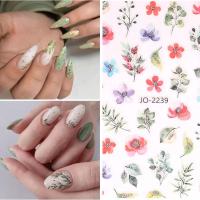 9PCS Pegatinas De Uñas Con Diseño De Flores Primaverales Y Hojas Adornos De Manicura Con Brillo Decoración De Transferencia De Uñas - details 4
