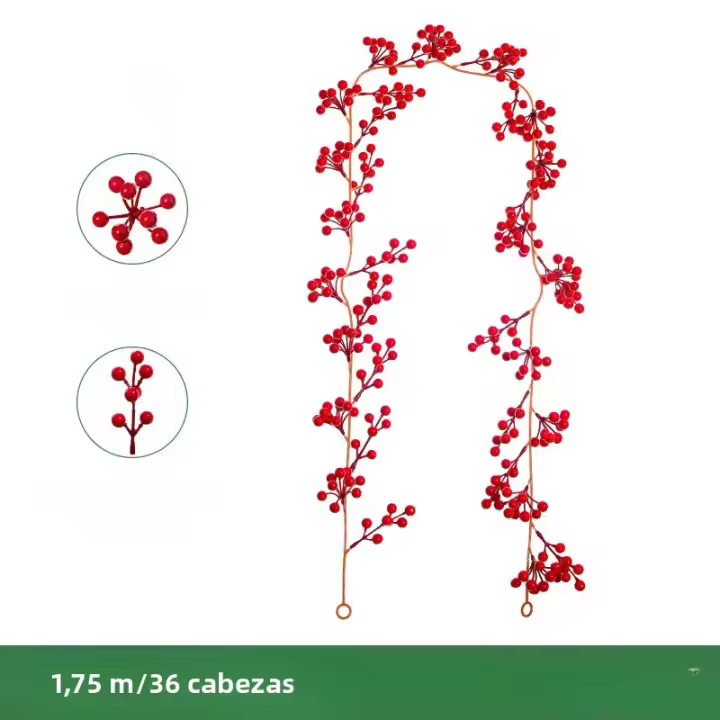 Vine Artificial De Frutas Rojas 72 Cabezas 1.95m Para Decoración Navideña En Casa Suministros De Fiesta Fondo De Pared Guirnalda De Navidad - 1