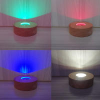 Soporte De Madera Redondo Para Luz LED 8cm Base De Tabla Nocturna Lámpara 3D Portador De Arte Ornamentos De Cristal Resina - details 0