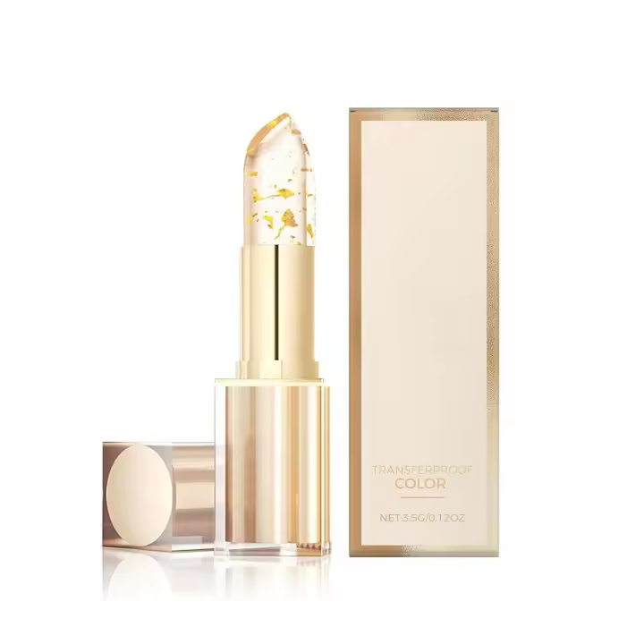 Tinte labial beneficioso, lápiz labial beneficioso, lápiz labial Levora que cambia de color, Novealcrbe Mood, lápiz labial transparente resistente a la transferencia con cristales dorados que cambia de color, para mujer (Estilo A) - 1