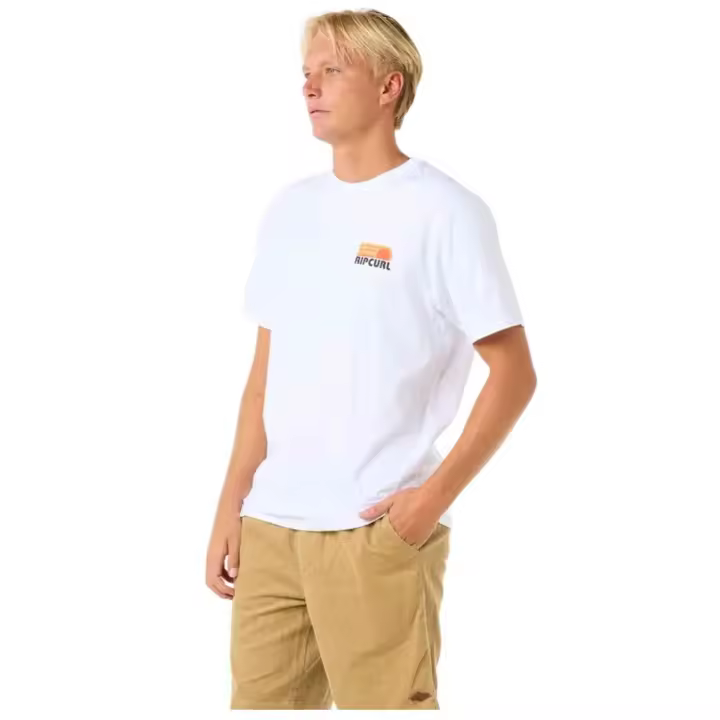 Camiseta de Manga Corta Rip Curl Surf Revival Stacked para hombre en color blanco - 1