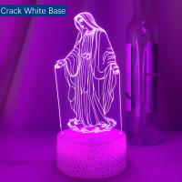 Lámpara De Noche 3D Ilusión De Jesús Cambio De 7 Colores Control Remoto LED Decorativa Cristiana Luz De Oración De Mesa - details 5