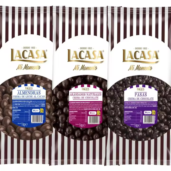 Lacasa Mi Momento pack 3kg bolas: Pasas de Corinto con chocolate Negro ,Almendra con chocolate con Leche ,Arándanos con chocolate Negro - 1