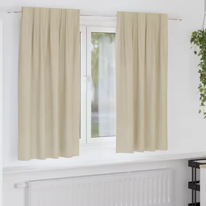 Cortinas Blackout de vidaXL con cinta superior 2 pcs Crema de terciopelo - 1