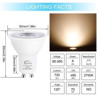 Bomba LED GU10, Blanco Cálido 2700 K, 7 W equivalente a una bomba halógena de 70 W, 720 LM, Fuego LED, no regulable, paquete de 10 - details 0