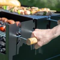 Barbacoa carbón portátil madera doble parrilla Aktive - details 4