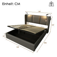 Somier Cama Juvenil PU 140x200 with somier (with colchón) Cama tapizada Cama Doble Caja de Almacén Lámpara de Lectura con función de carga USB Cabecero, Cama de Almacén Somier - details 10