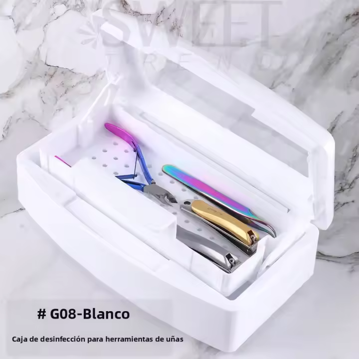 Caja De Desinfección Para Uñas Rosa SAG08: Estérilizador De Herramientas De Manicura Y Aparatos De Salón De Belleza Metal - 1