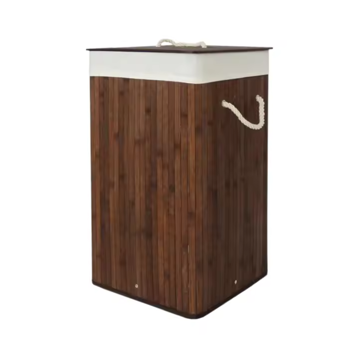 LUTODY - Cesta cesto de Ropa Sucia con Tapa y Asa Ergonómica de Cuerda - Cesta Colada de Bambú Lavable y Extraíble - Capacidad de 72 L para Tendedero, Terraza y Dormitorio - 1