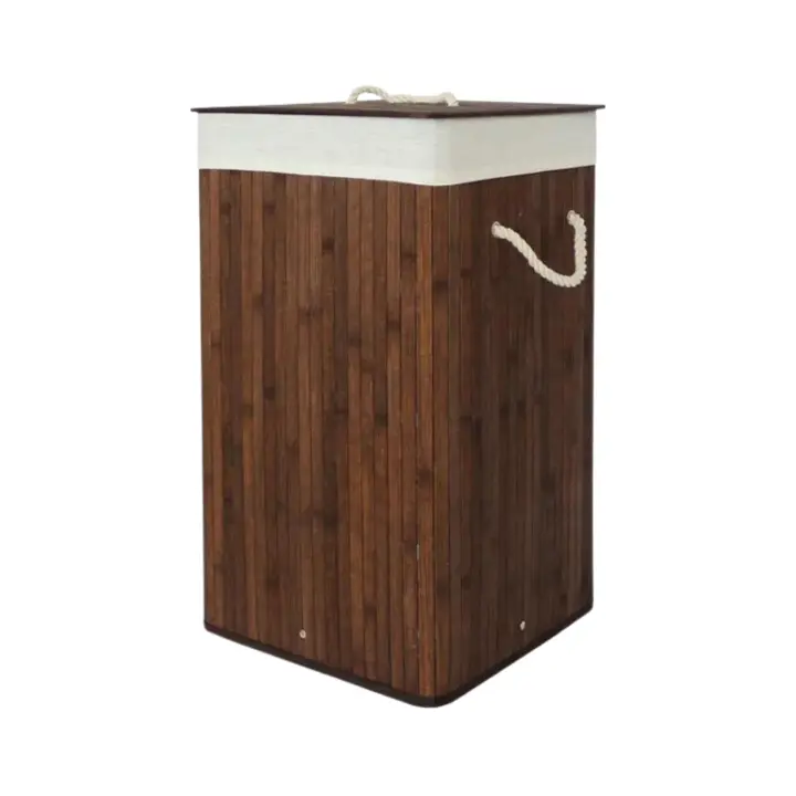 LUTODY - Cesta cesto de Ropa Sucia con Tapa y Asa Ergonómica de Cuerda - Cesta Colada de Bambú Lavable y Extraíble - Capacidad de 72 L para Tendedero, Terraza y Dormitorio - 1