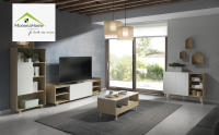 MOMMA HOME Mesa Centro ROAU con Cajón, Mesita de Salón o Comedor, Acabado en Roble y Blanco, Medidas: 90.5 x 44.5 x 40.5 cm Raíz Mesas de Centro y auxiliares Inicio Muebles de Salón y Hogar Momma Home - details 2