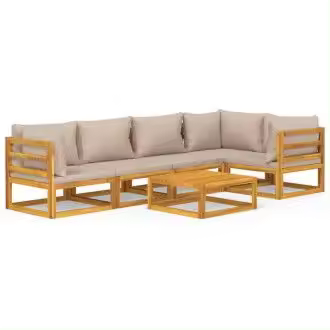 VIDAXL 3155270 set de sofás de jardín de 6 piezas fabricado en madera maciza con cojines gris topo vida xl - 1