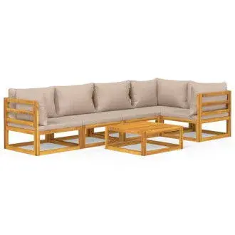 VIDAXL 3155270 set de sofás de jardín de 6 piezas fabricado en madera maciza con cojines gris topo vida xl - 1