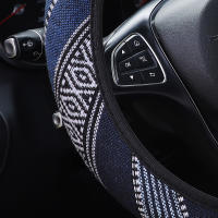 Cubierta De Volante Para Coche Estilo Bohemio Y Étnico De Tela Rayada Transpirable Sin Borde Interno Para Coches De 14-15 Pulgadas - details 1