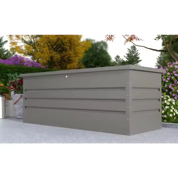 Vente-unique - Arcón de jardín de acero galvanizado gris TOMASO - volumen 582L - 1