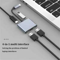 Adaptador USB C a Dual HDMI, USB C Hub 4 in 1 Adapter con 2 HDMI 4k + USB 3.0 + 100W PD, Soporte USB C to HDMI Splitter Extended Display Compatible con Teléfonos móviles, tabletas, computadoras y otros dispositivos con interfaces TIPO C - details 0