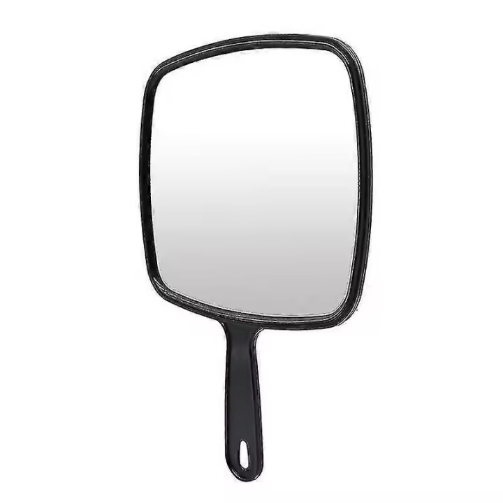 Espejo de mano grande con Mango códoo-Espejo de mano grande para peluqueras, peluquería, oficinas dentales, Negro - 1