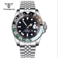 Reloj Mecánico Automático Tandorio NH34 40mm GMT Acero Inoxidable Para Hombres Con Bisel De Cerámica Y Cristal De Zafiro Resistente Al Agua - details 9