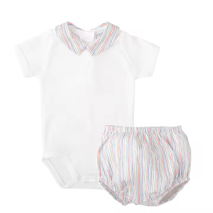 Conjunto de body y cubrepañal babidu rayitas luciernaga - 1