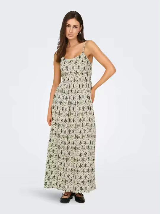 Only Nova Life Vestido Largo Estampado Verde - Elagante, Se Adapta A Cualquier Temporada - 1