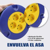 WAOW-Extensión de Cable con base de alimentación de bobina enrollable de 5 10 15 20 25 m y 4 Base. - details 2