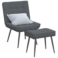 vidaXL Sillón de relax con reposapiés terciopelo en color Gris claro/Rojo vino tinto/Amarillo y más - details 6